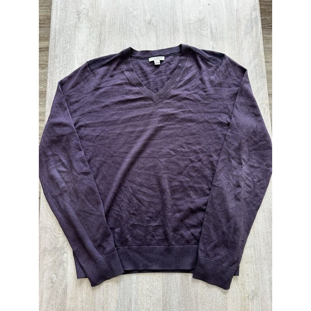 Burberry Brit Men's Purple V Neck Sweater Cotton Cashmere Blend Size Small